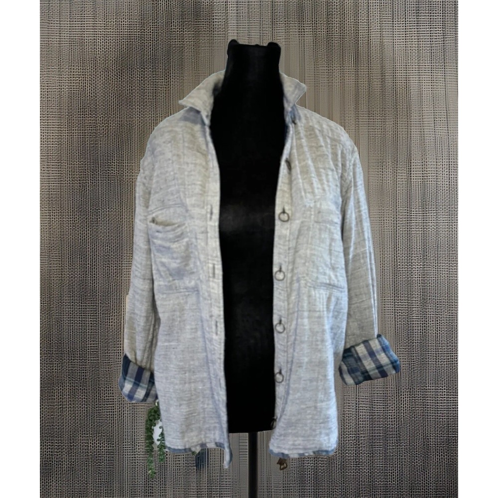 Diesel Shirt Jacket S Black Gold Womens Reversible Blue Gray Plaid Made In Italy
